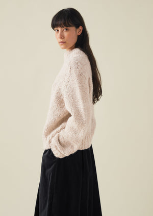 Boucle Alpaca Wool Sweater | Ecru