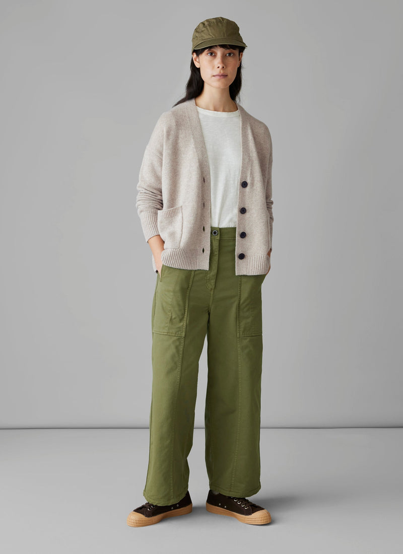 Ffion Wool Cashmere Boxy Cardigan | Putty