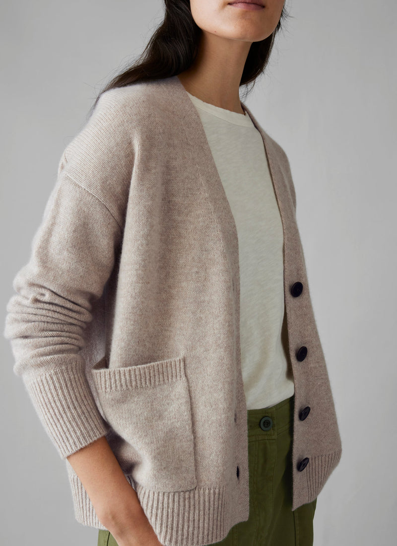 Ffion Wool Cashmere Boxy Cardigan | Putty