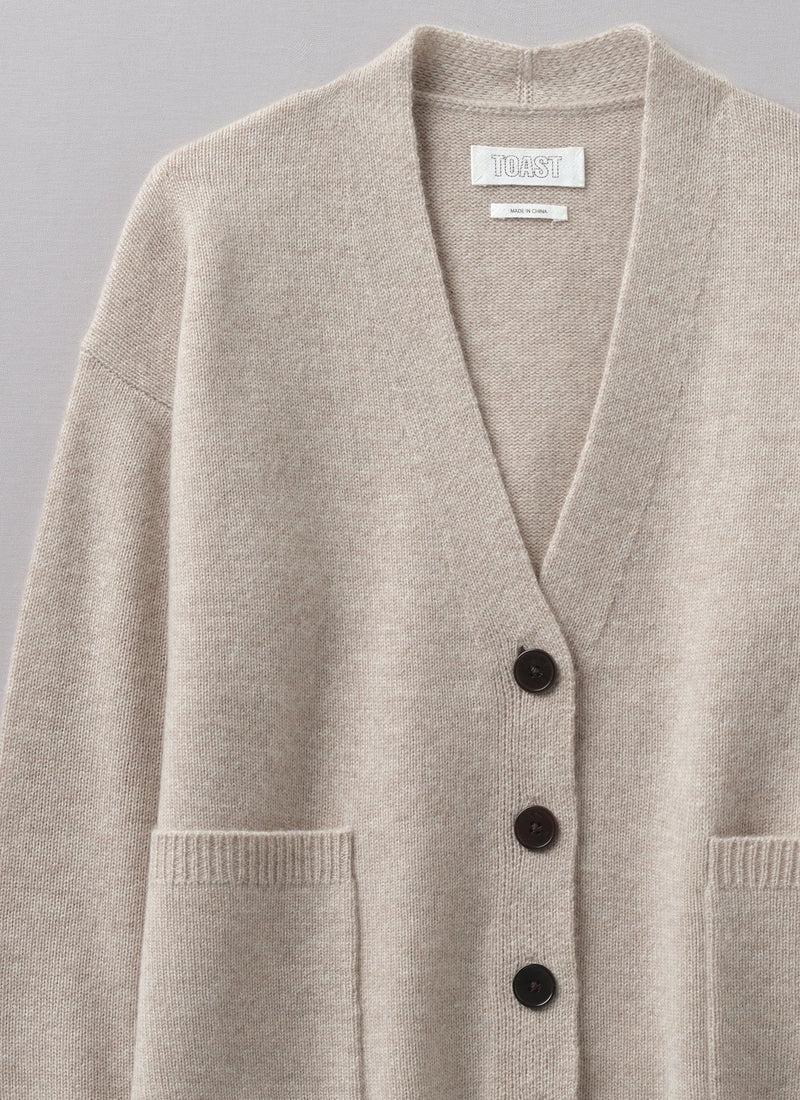 Ffion Wool Cashmere Boxy Cardigan | Putty