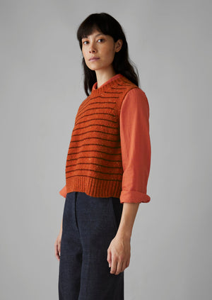 Stripe Donegal Merino Knitted Tank | Harissa/Red