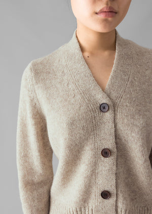 Kaia V-Neck Wool Cardigan | Oatmeal