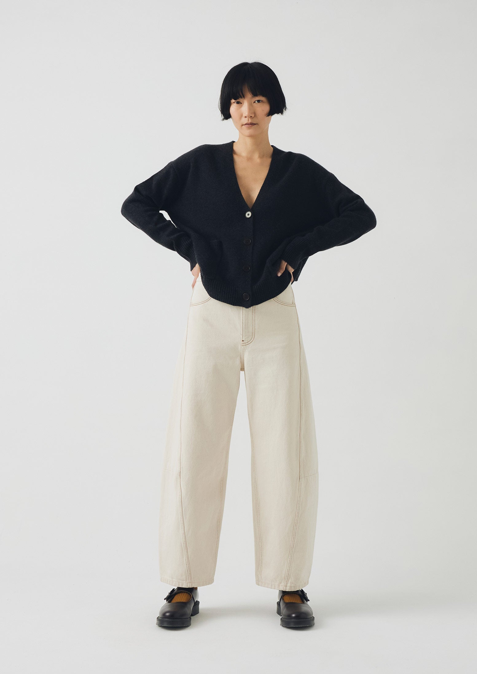 Ffion Wool Cashmere Boxy Cardigan | Charcoal | TOAST