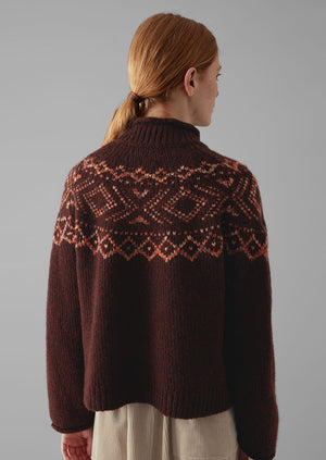 Graphic Yoke Sweater | Dark Red/Brick