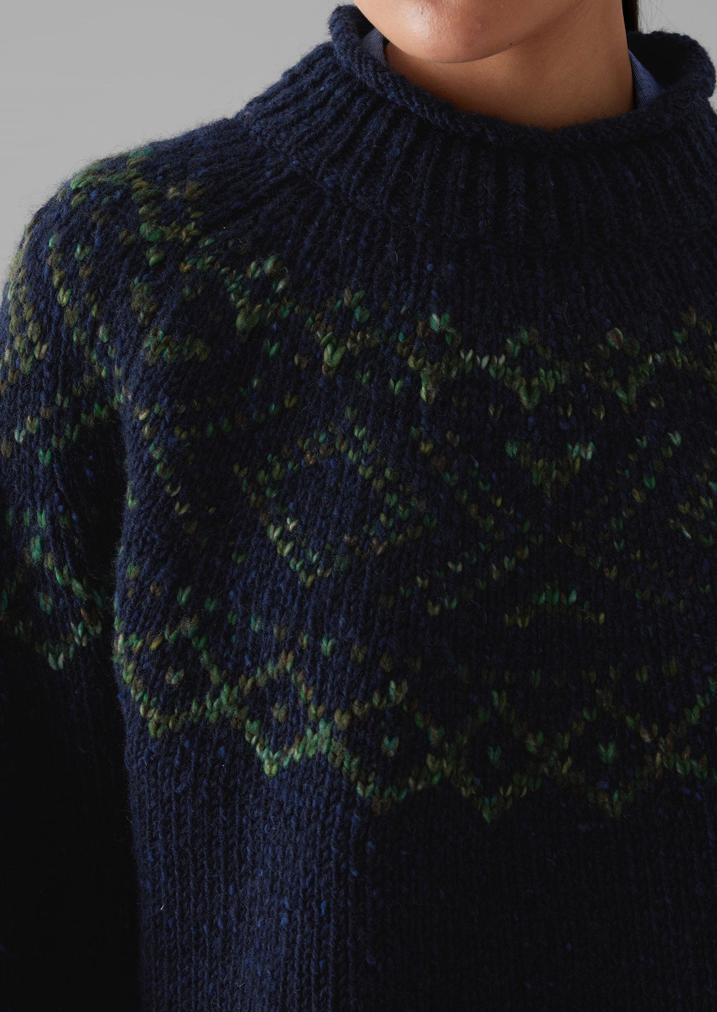 Graphic Yoke Sweater | Navy/Green