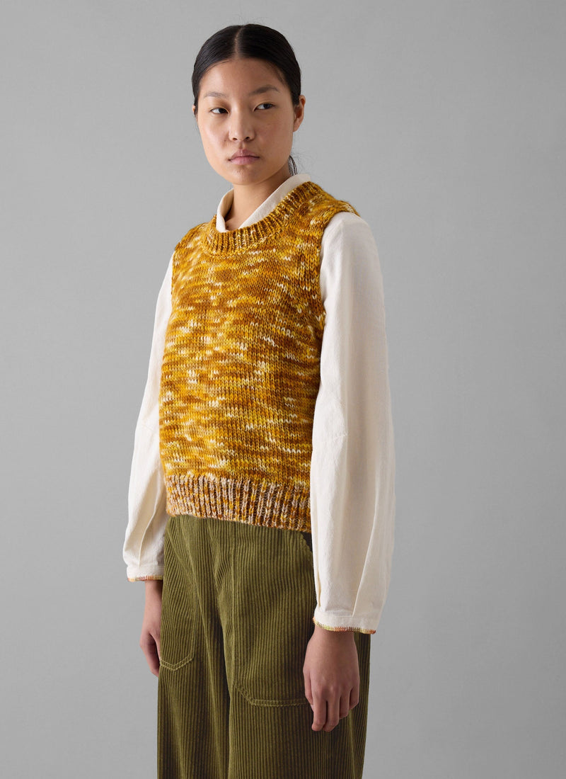 Space Dyed Wool Knitted Tank | Mustard/Putty