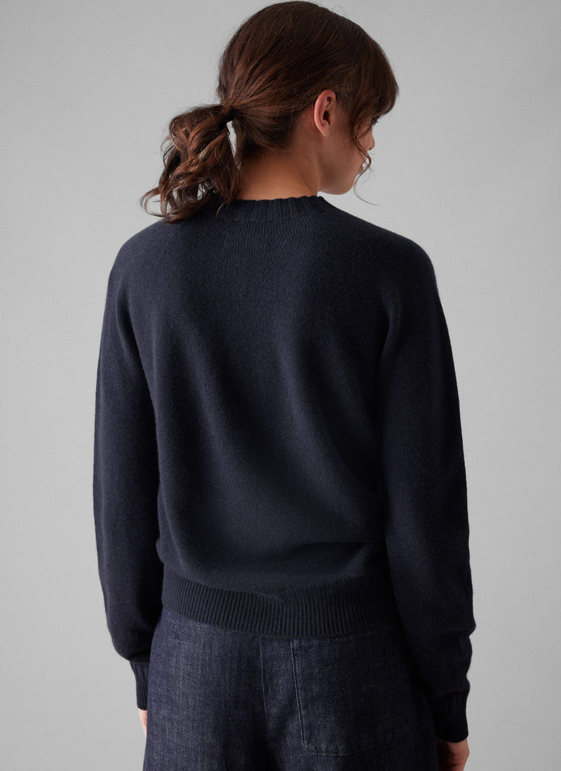 Wool Cashmere Crew Neck Sweater | Dark Navy