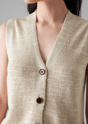 Fine Linen Cotton Knitted Tank | Parchment