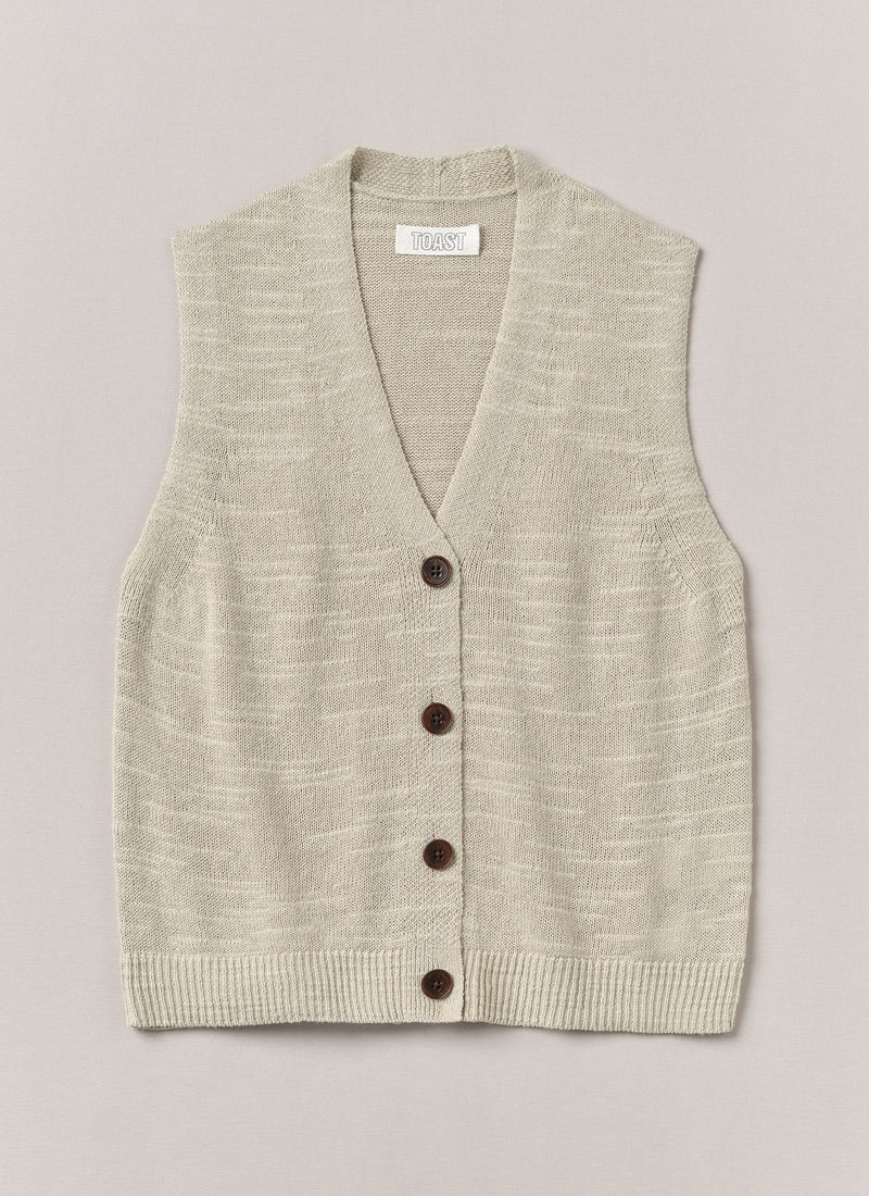 Fine Linen Cotton Knitted Tank | Parchment