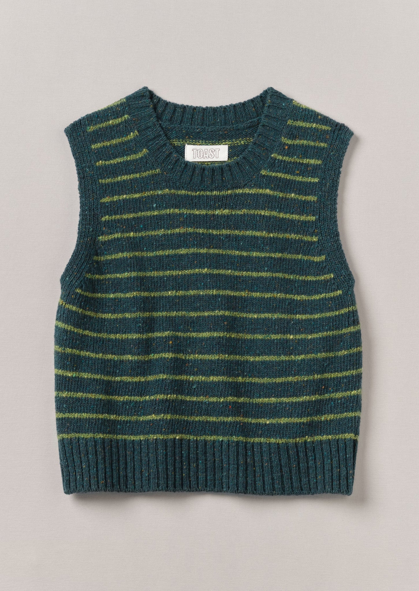 Stripe Donegal Merino Knitted Tank | Kingfisher/Apple