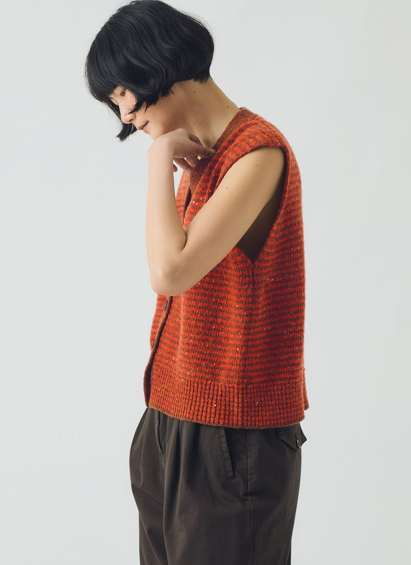 Stripe Donegal V Neck Tank | Brick/Red Clay