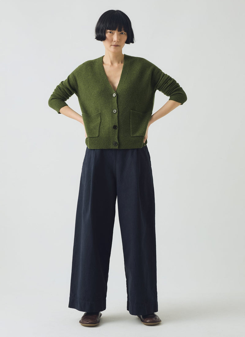 Ffion Wool Cashmere Boxy Cardigan | Lawn Green