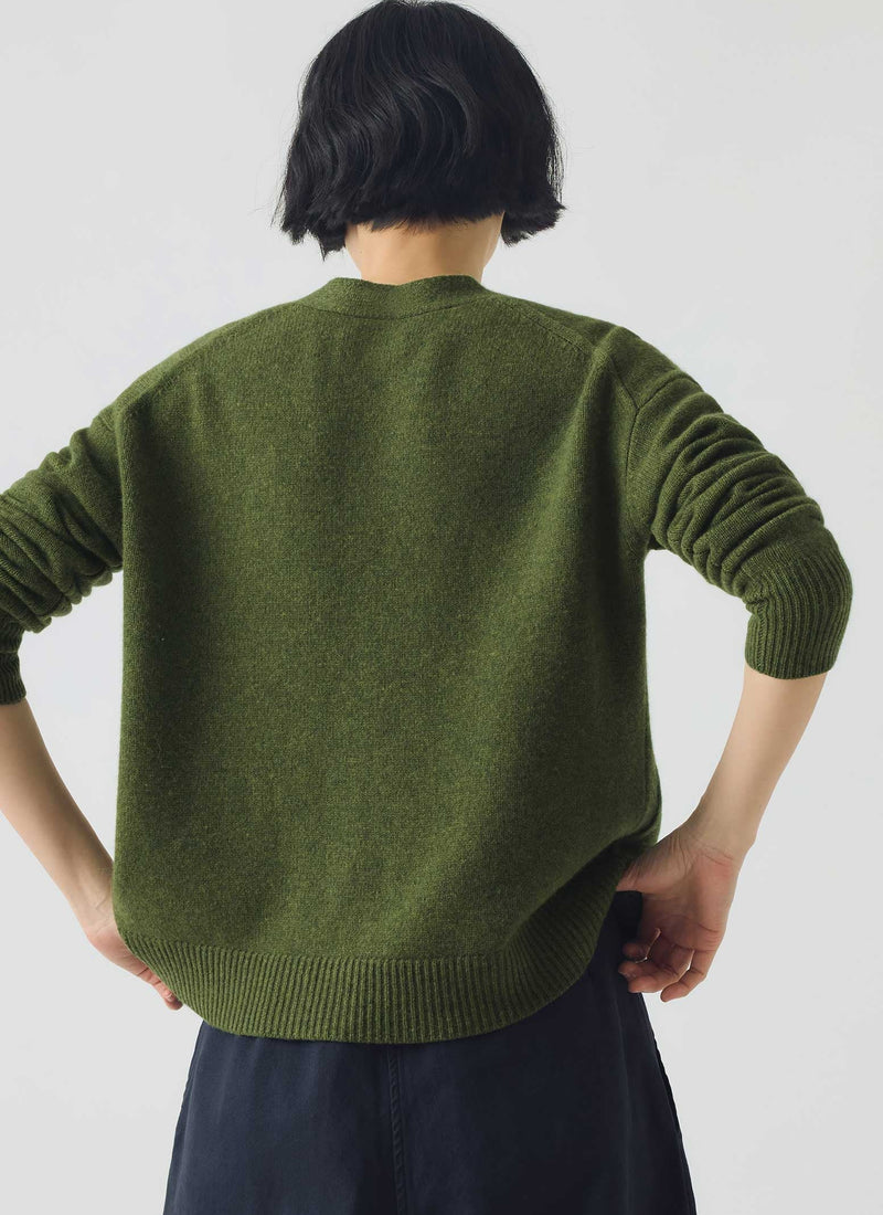 Ffion Wool Cashmere Boxy Cardigan | Lawn Green