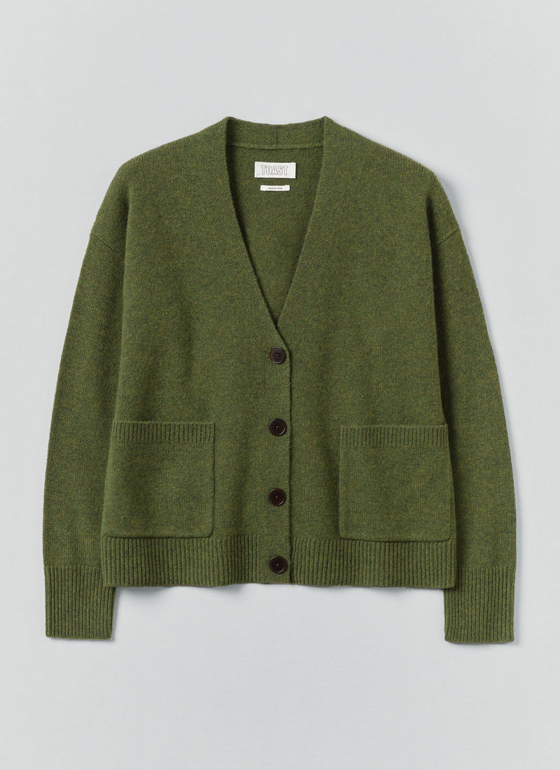 Ffion Wool Cashmere Boxy Cardigan | Lawn Green