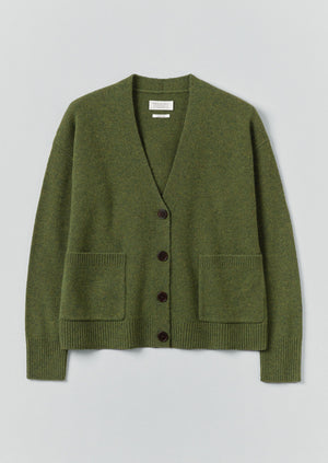 Ffion Wool Cashmere Boxy Cardigan | Lawn Green
