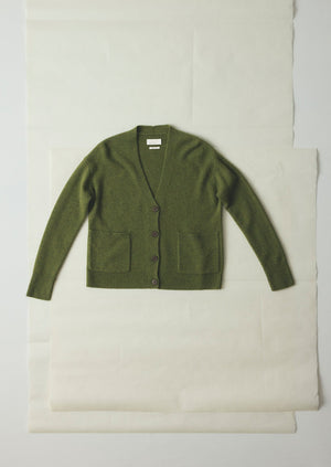 Ffion Wool Cashmere Boxy Cardigan | Lawn Green