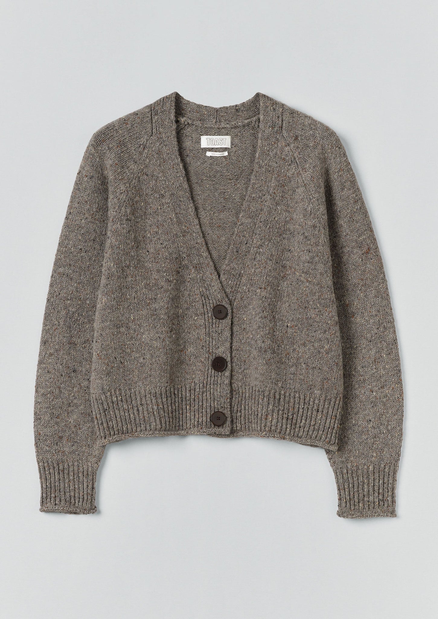 Donegal Wool V Neck Cardigan | Smoke