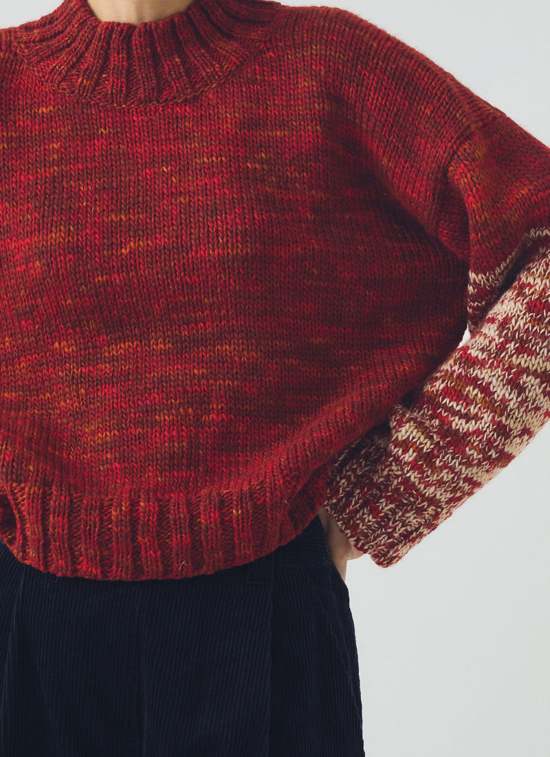 Hand Dyed High Neck Sweater | Claret Red