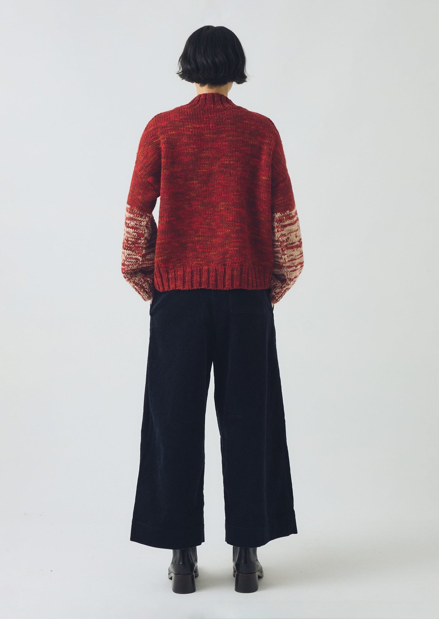 Hand Dyed High Neck Sweater | Claret Red