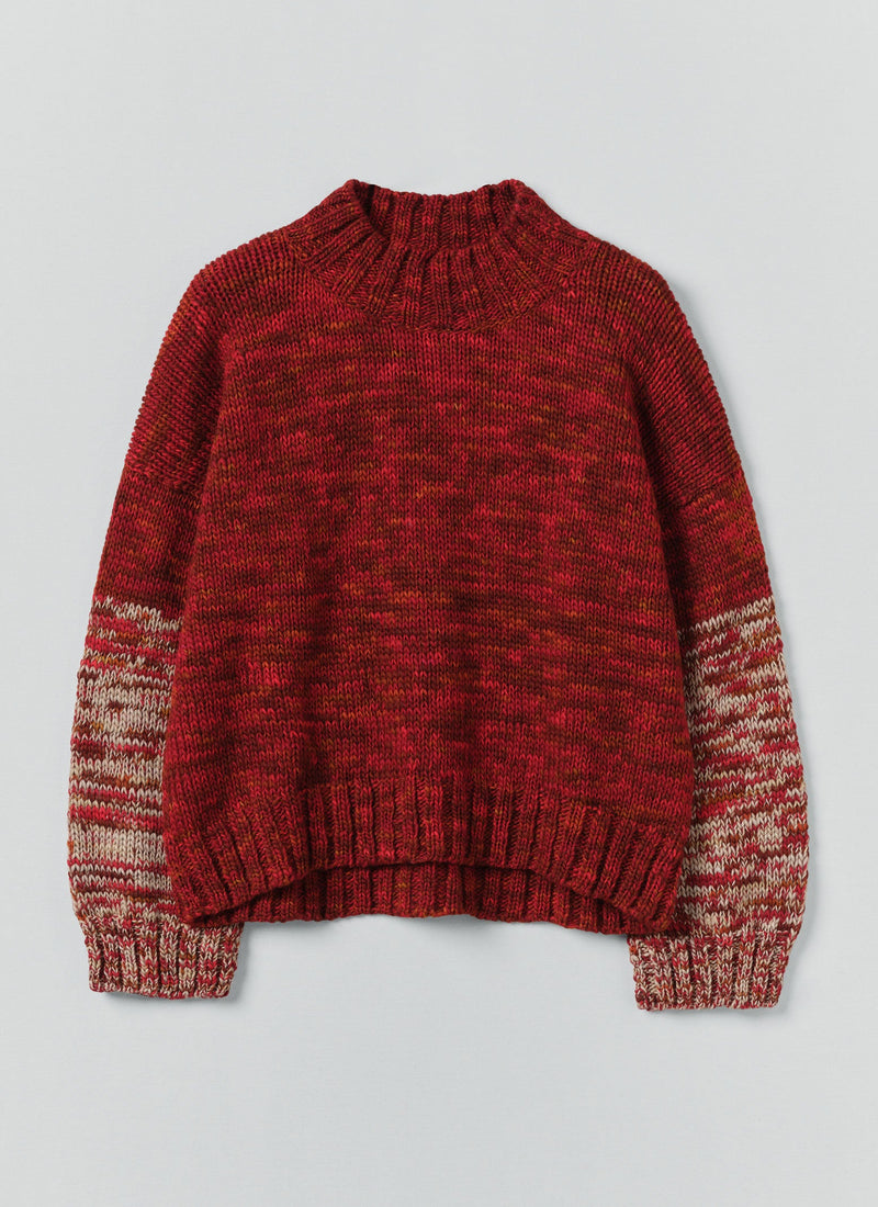Hand Dyed High Neck Sweater | Claret Red