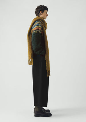 Brushed Mohair Wool Patterned Yoke Sweater | Peacock Multi