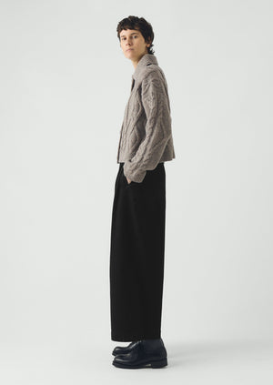 Collared Cable Cardigan | Stone
