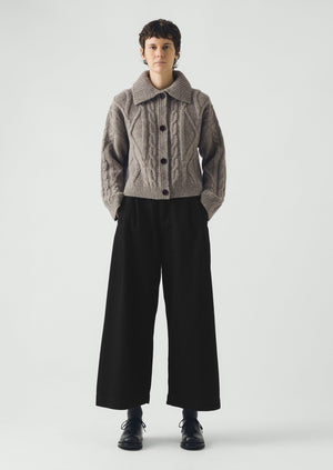 Collared Cable Cardigan | Stone