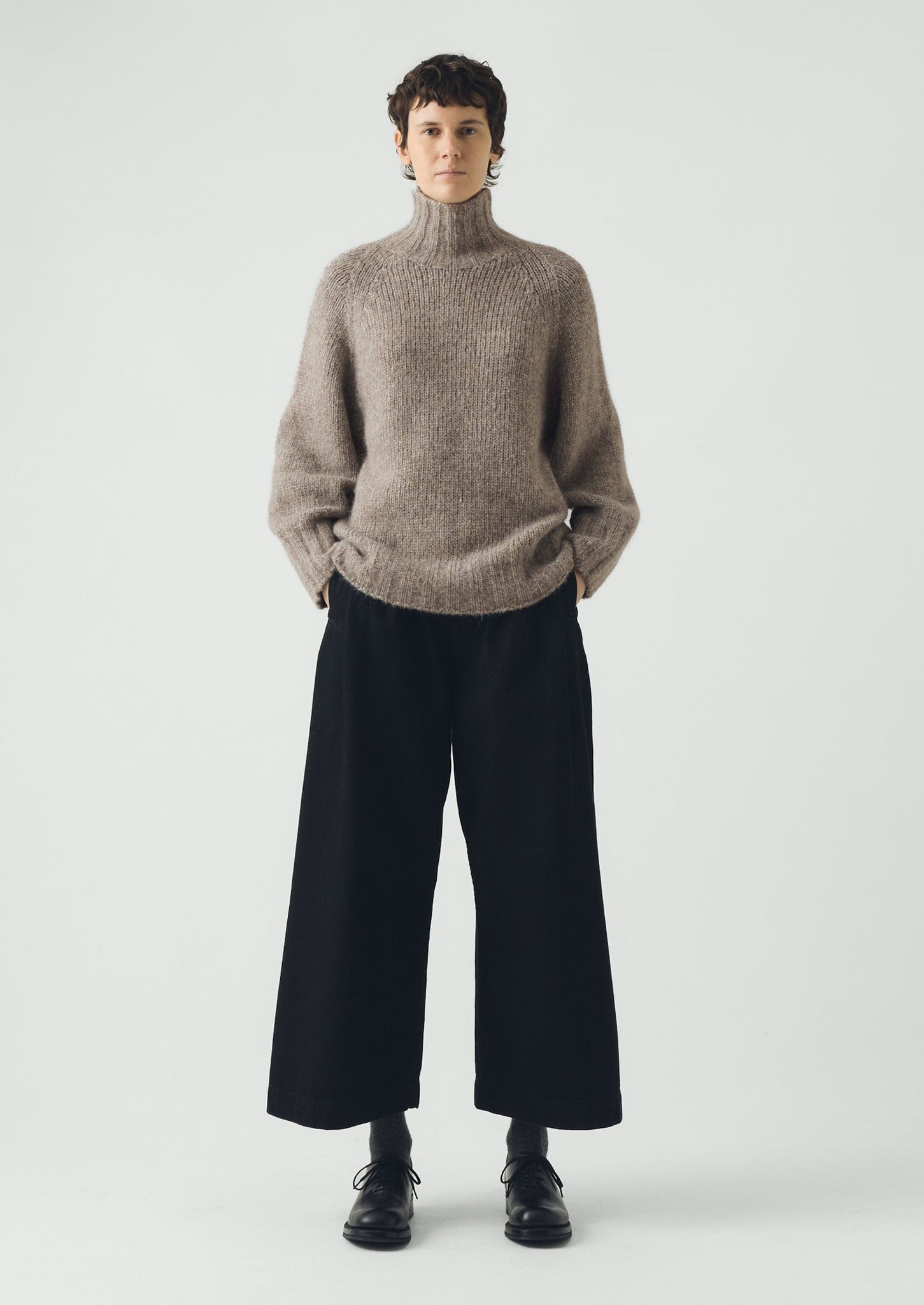 Lofty Alpaca High Neck Sweater | Stone