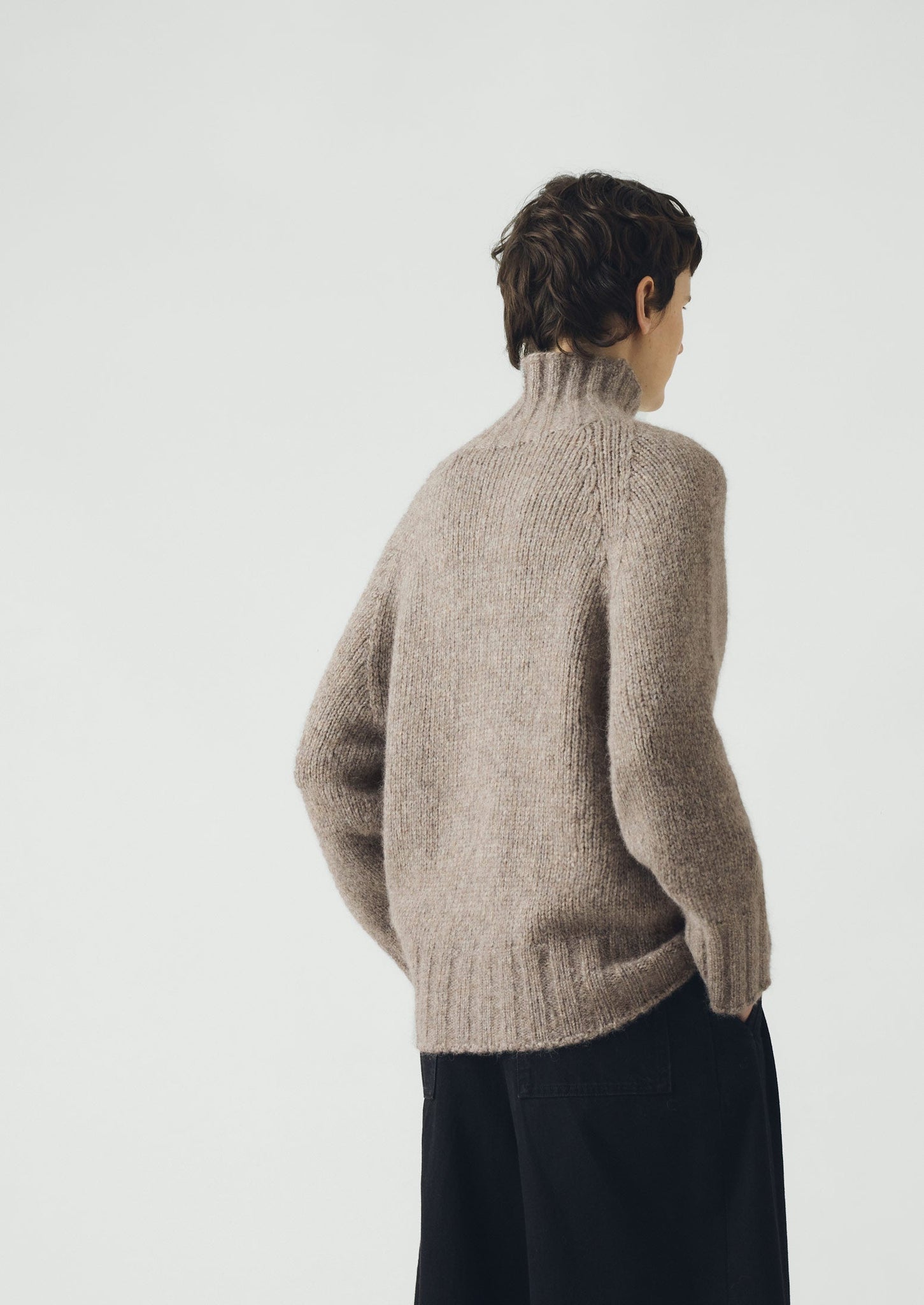 Lofty Alpaca High Neck Sweater | Stone