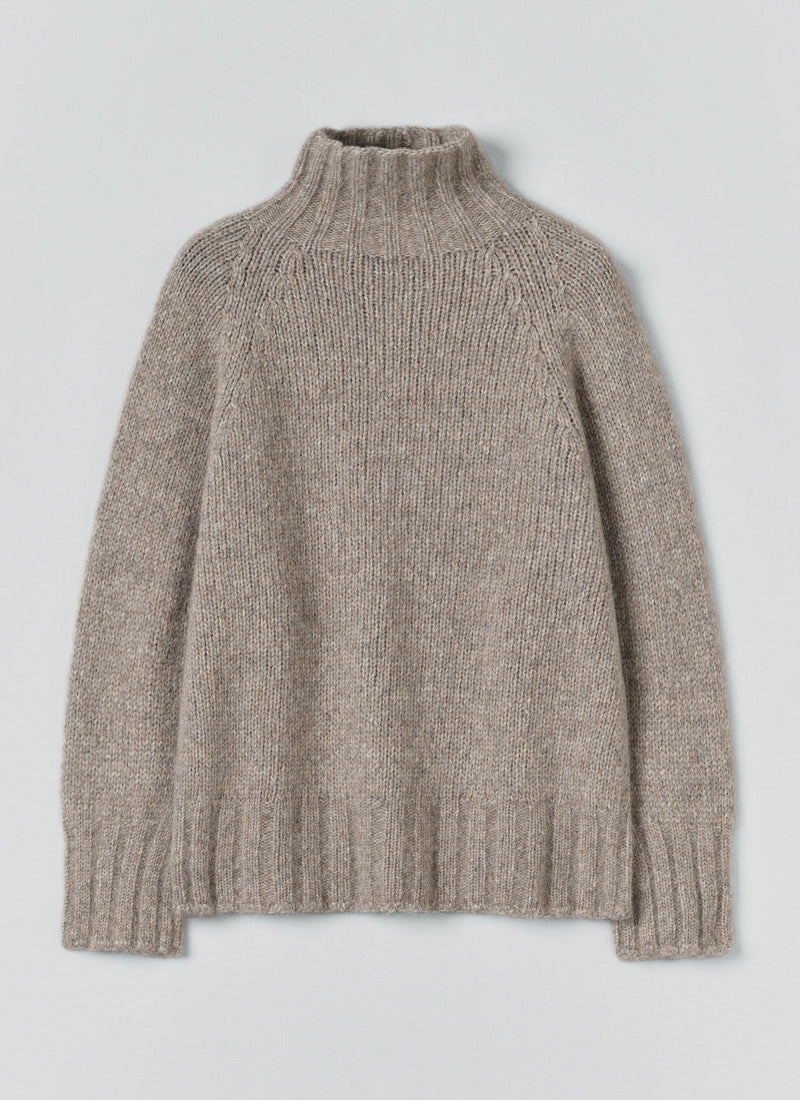 Lofty Alpaca High Neck Sweater | Stone