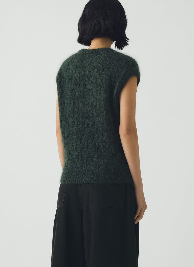 Mohair Cotton Lace Cable Tank | Oil