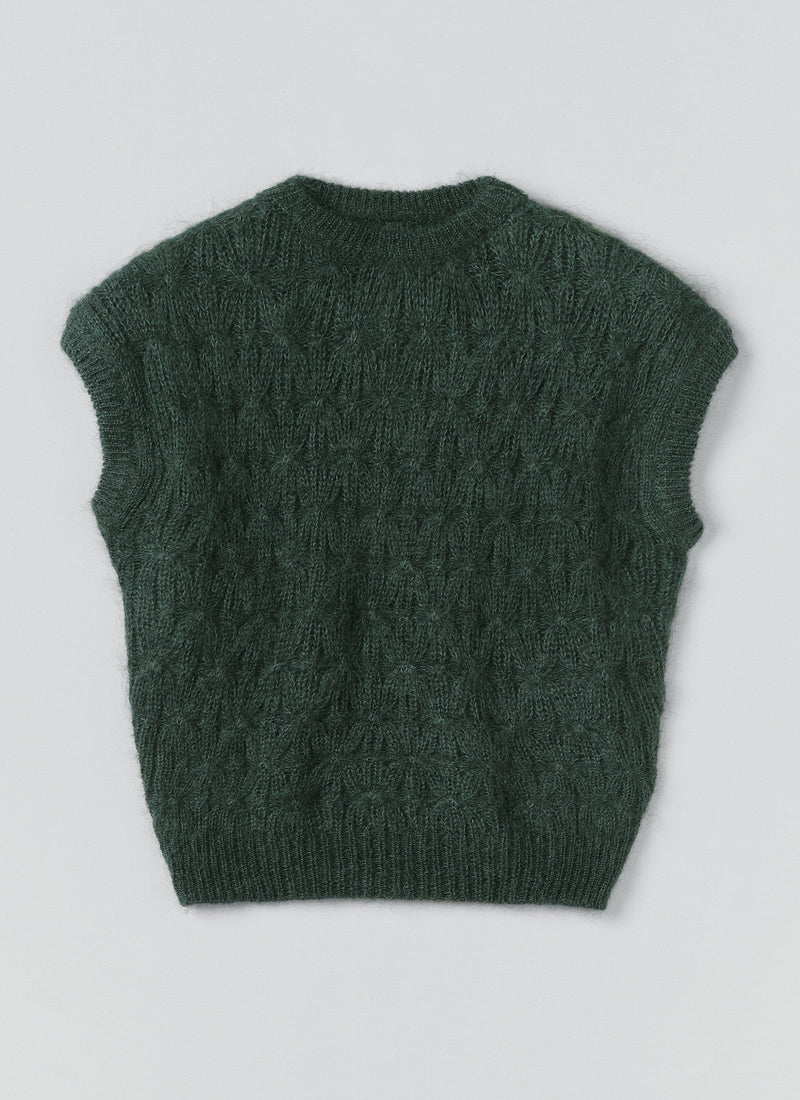 Mohair Cotton Lace Cable Tank | Oil