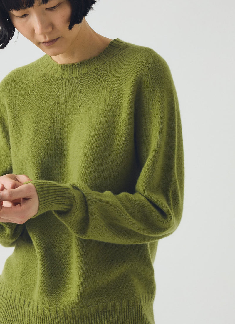 Wool Cashmere Crew Neck Sweater | Soft Green
