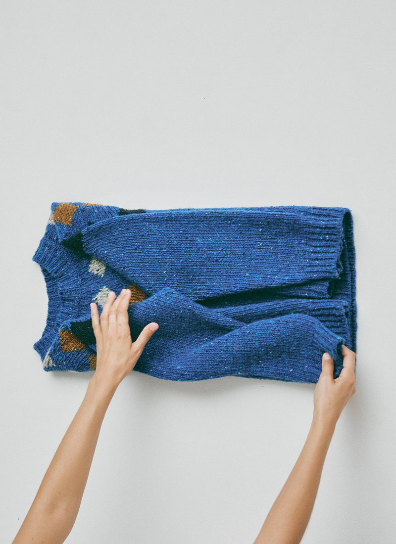 Donegal Diamond Yoke Sweater | Blue Multi