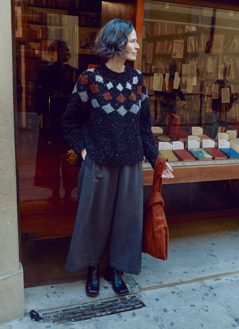 Donegal Diamond Yoke Sweater | Graphite Multi