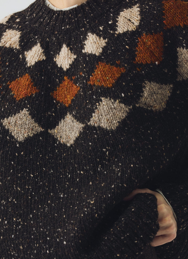 Donegal Diamond Yoke Sweater | Graphite Multi