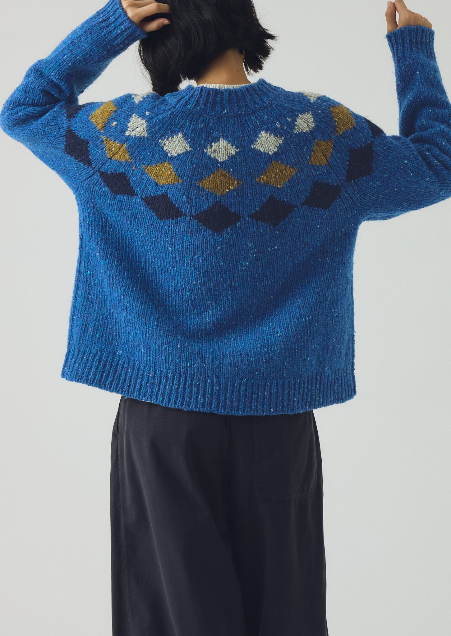 Donegal Diamond Yoke Sweater | Blue Multi
