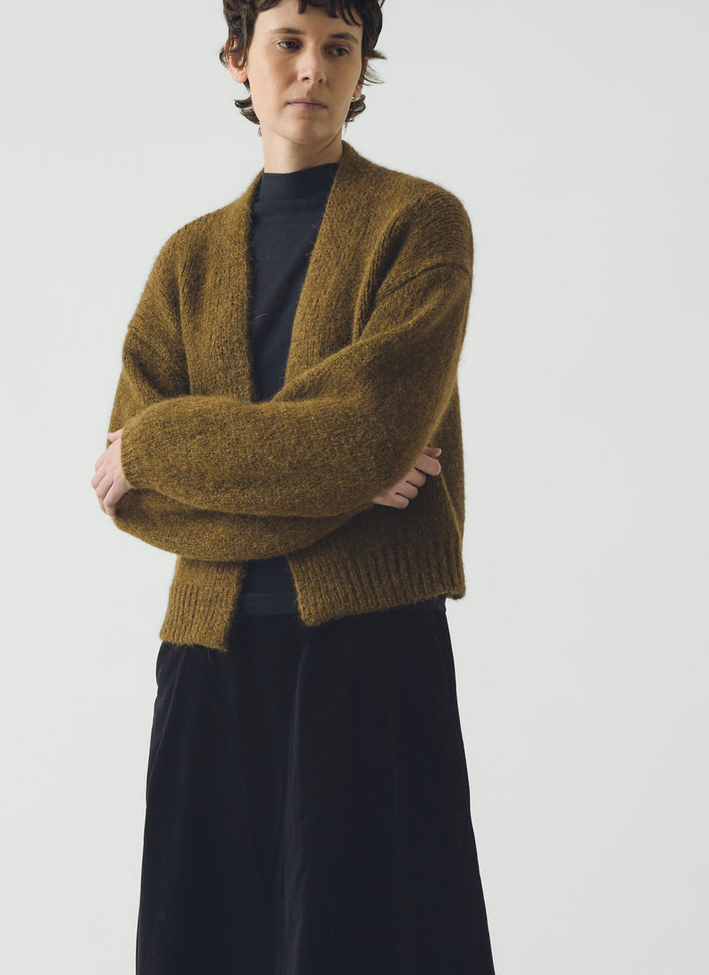 Lofty Alpaca Blend Cardigan | Olive Melange