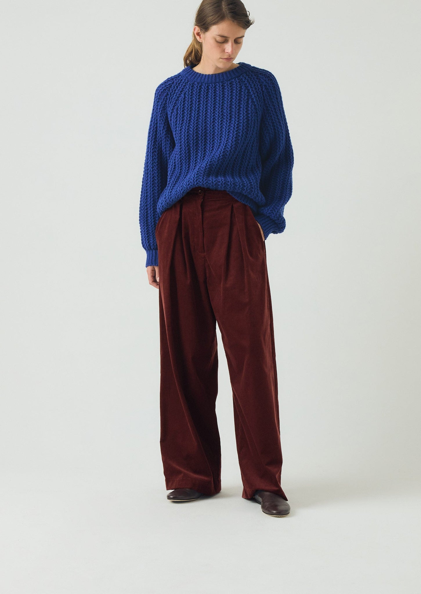 Racked Rib Wool Cotton Sweater | Cobalt