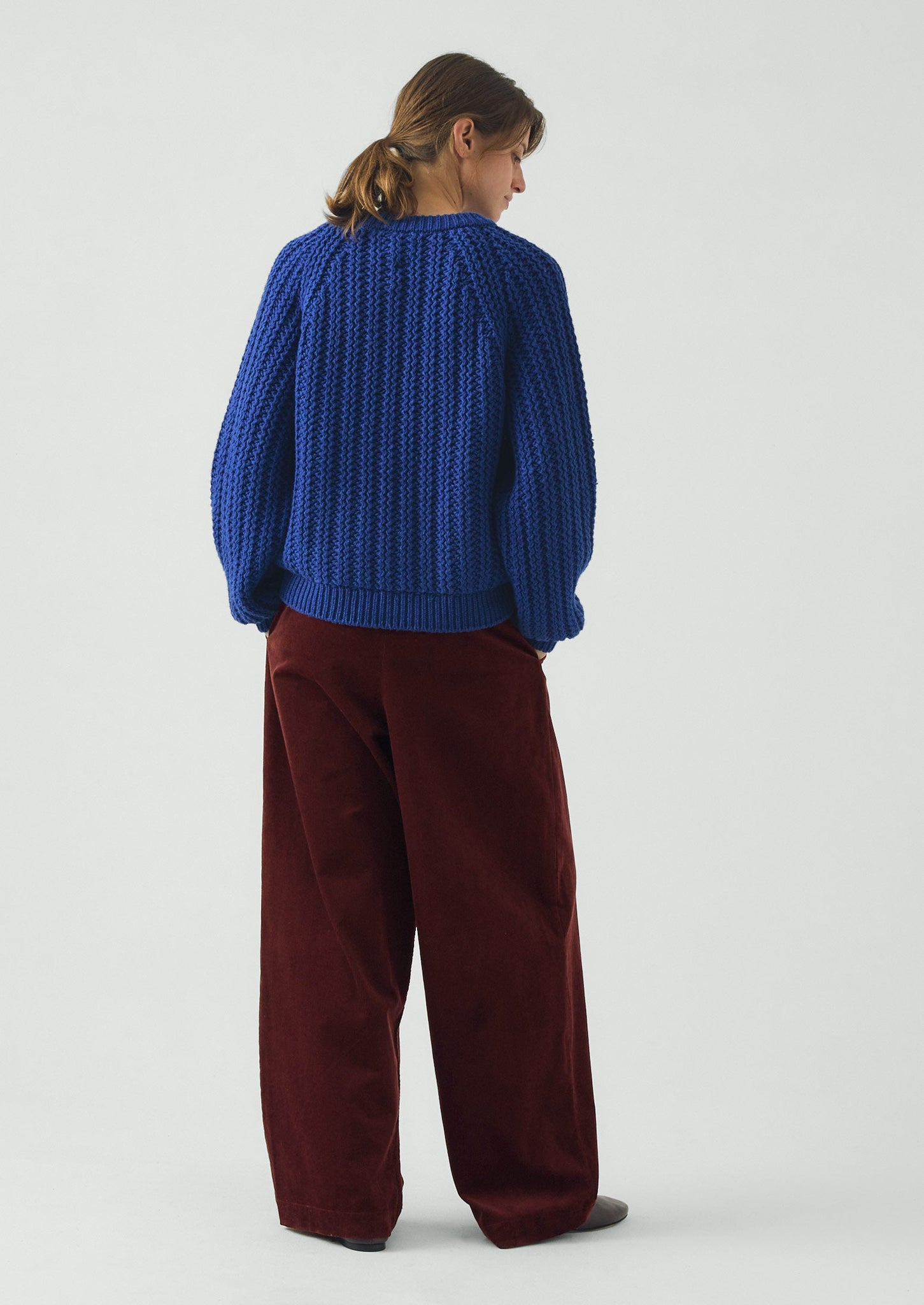 Racked Rib Wool Cotton Sweater | Cobalt