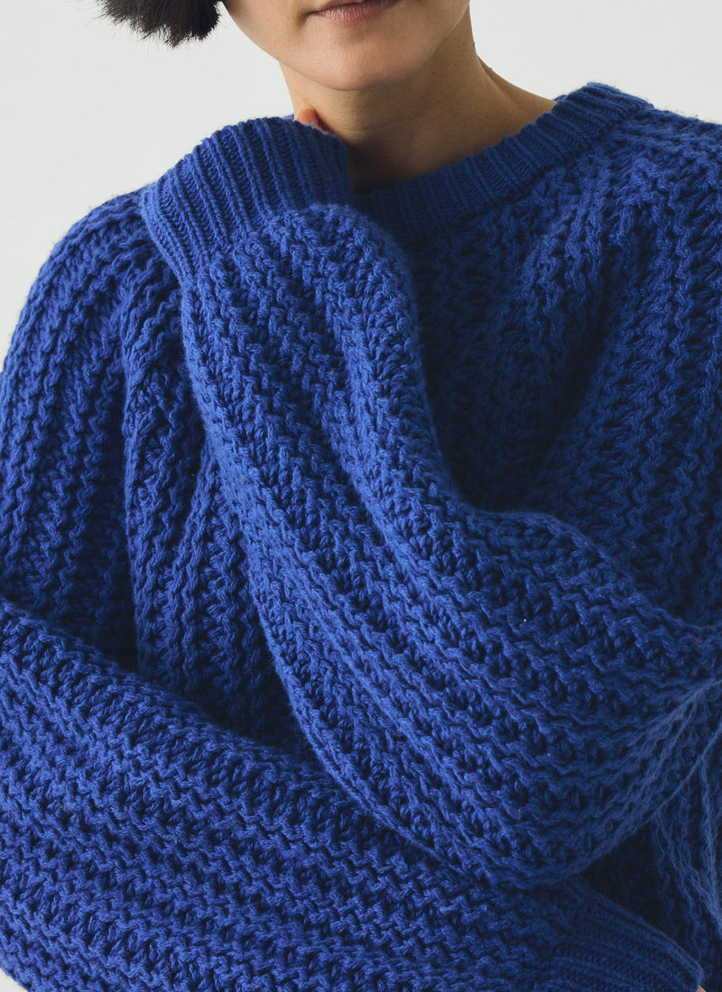 Racked Rib Wool Cotton Sweater | Cobalt