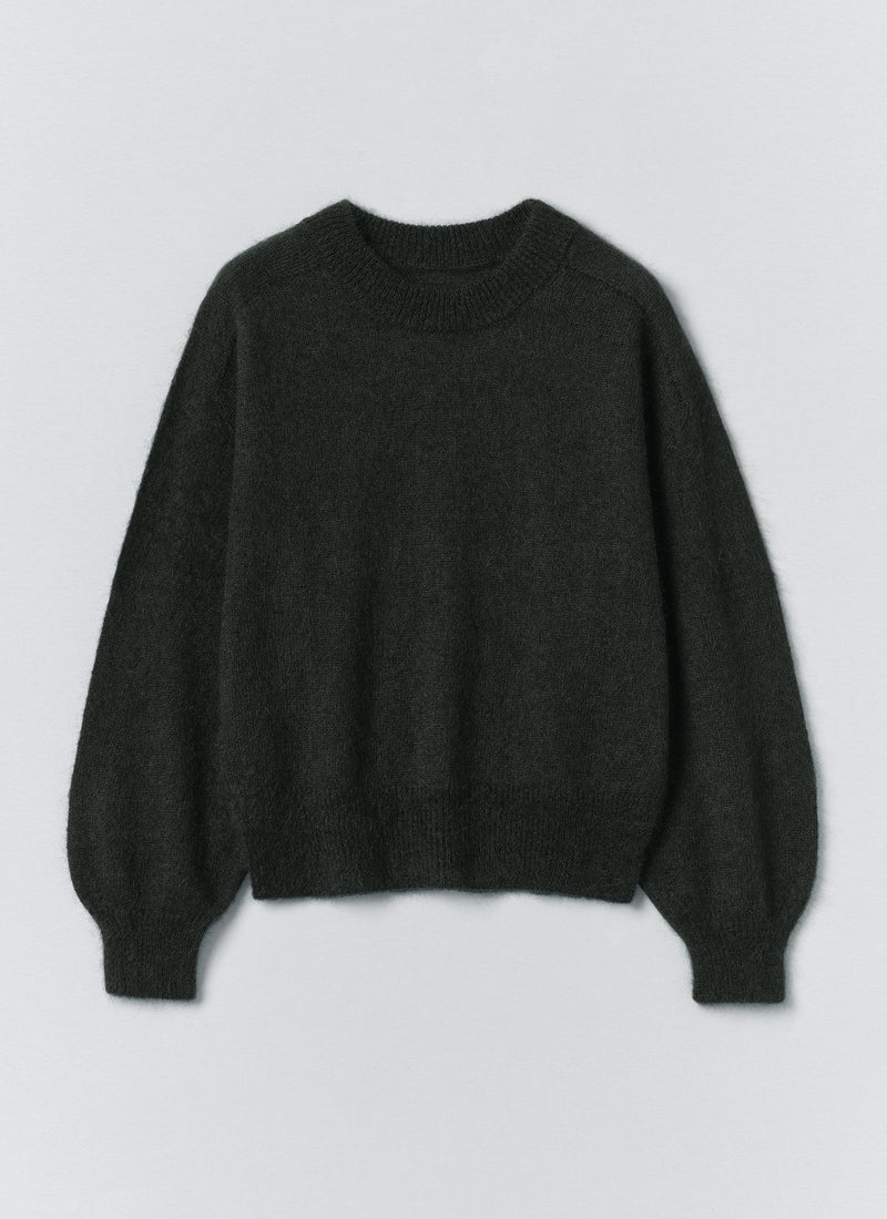 Fine Mohair Cotton Sweater | Forest Green