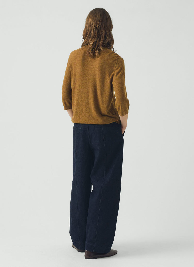 Wool Cashmere Half Sleeve Sweater | Tumeric