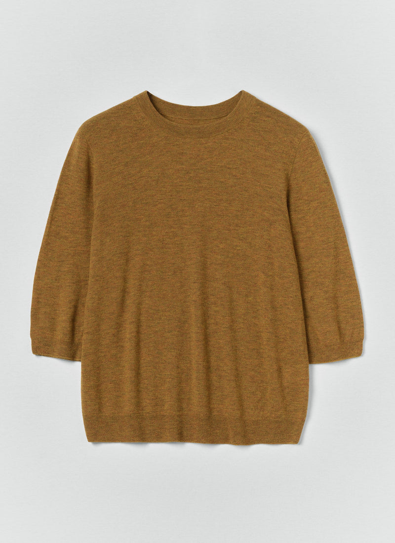Wool Cashmere Half Sleeve Sweater | Tumeric