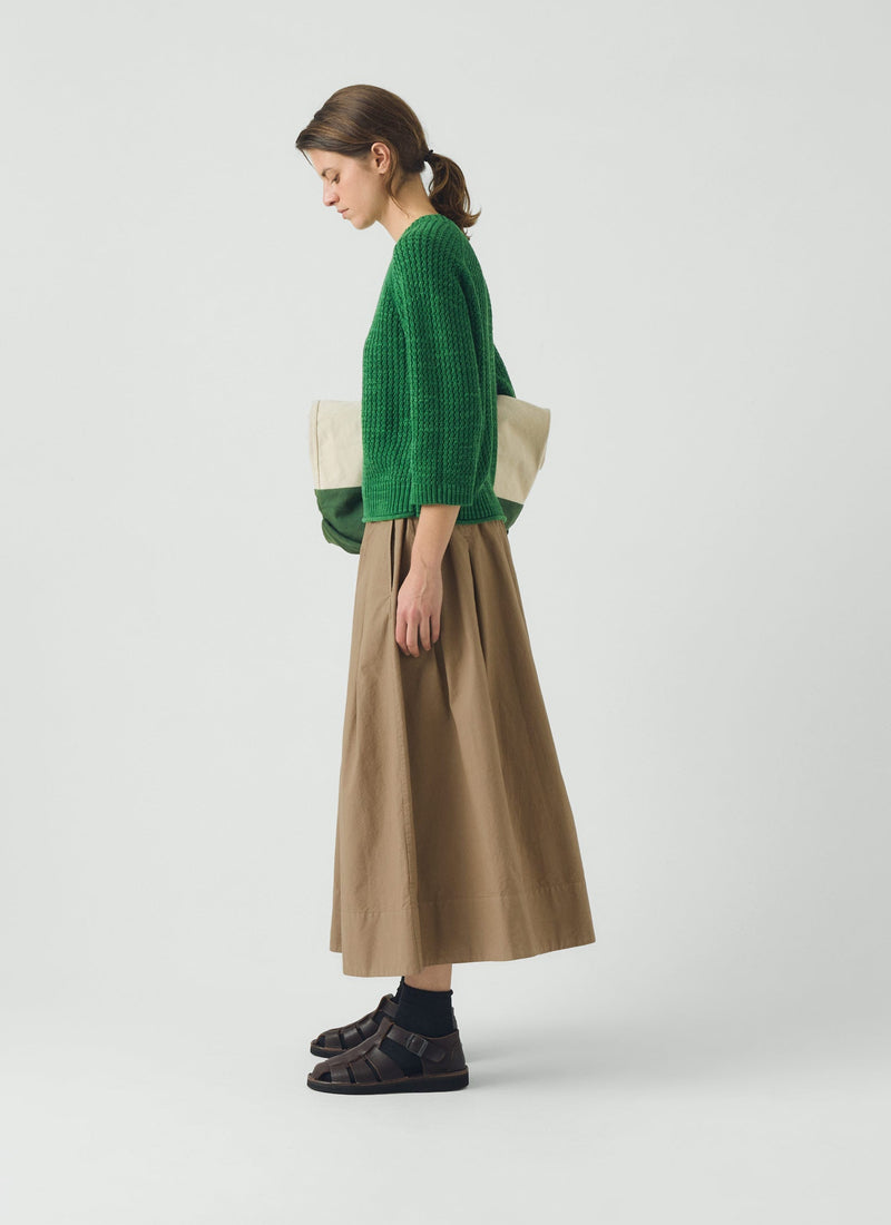 Textured Rib Linen Cotton Sweater | Viridian Green