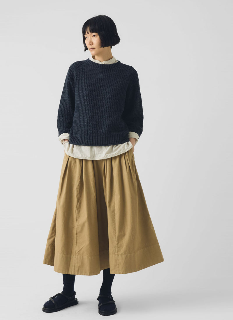 Textured Rib Linen Cotton Sweater | Dark Navy