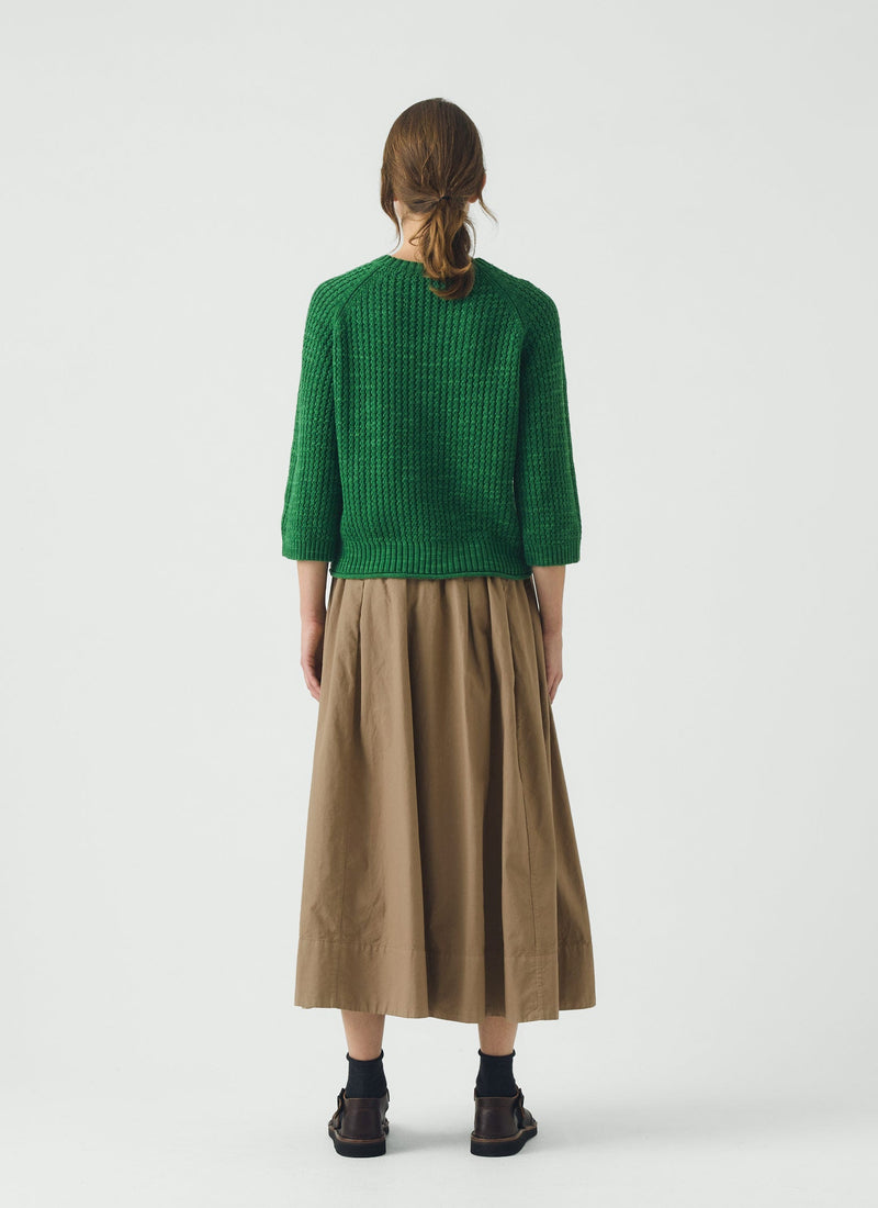 Textured Rib Linen Cotton Sweater | Viridian Green
