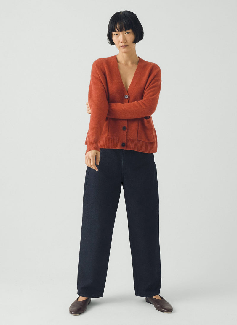 Ffion Wool Cashmere Boxy Cardigan | Terracotta
