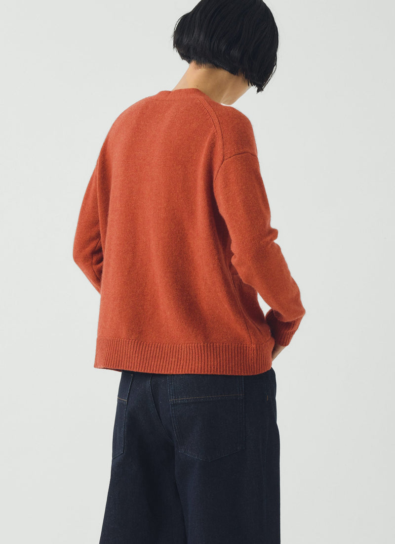 Ffion Wool Cashmere Boxy Cardigan | Terracotta