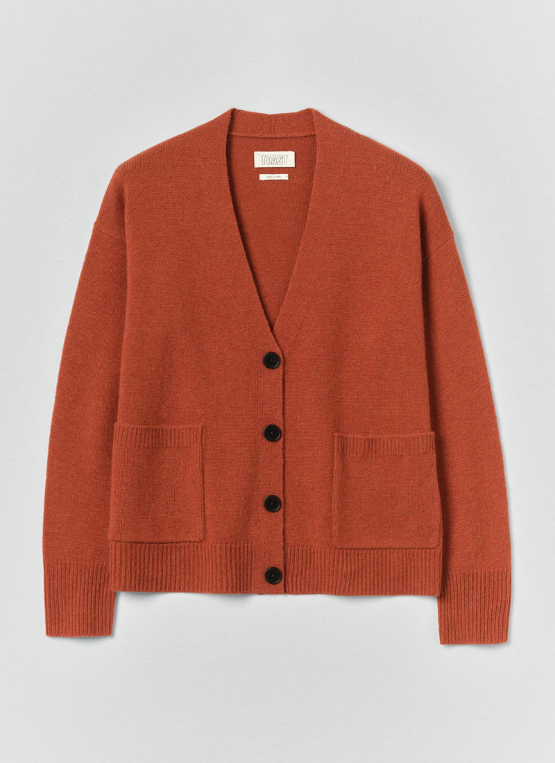 Ffion Wool Cashmere Boxy Cardigan | Terracotta